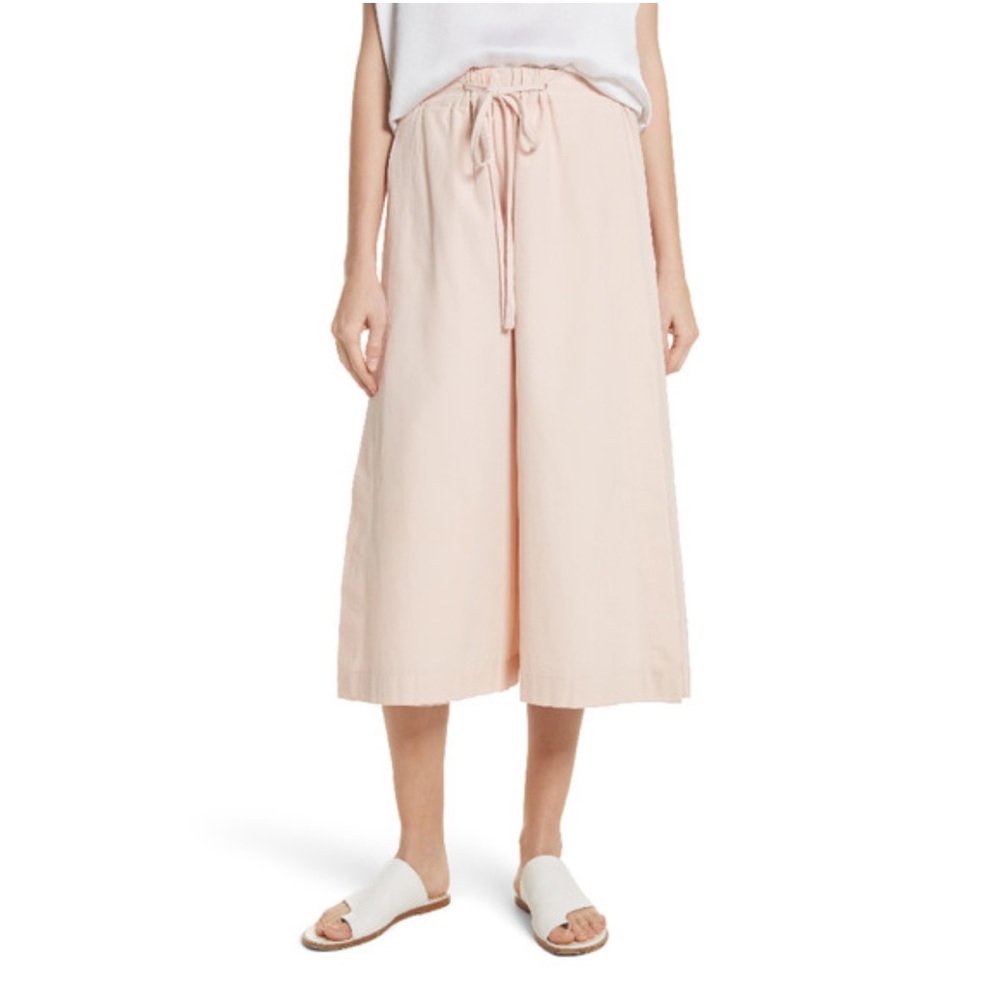 Vince Cotton Baby Pink Culotte Pant Cropped Drawstring Side Slit size S
